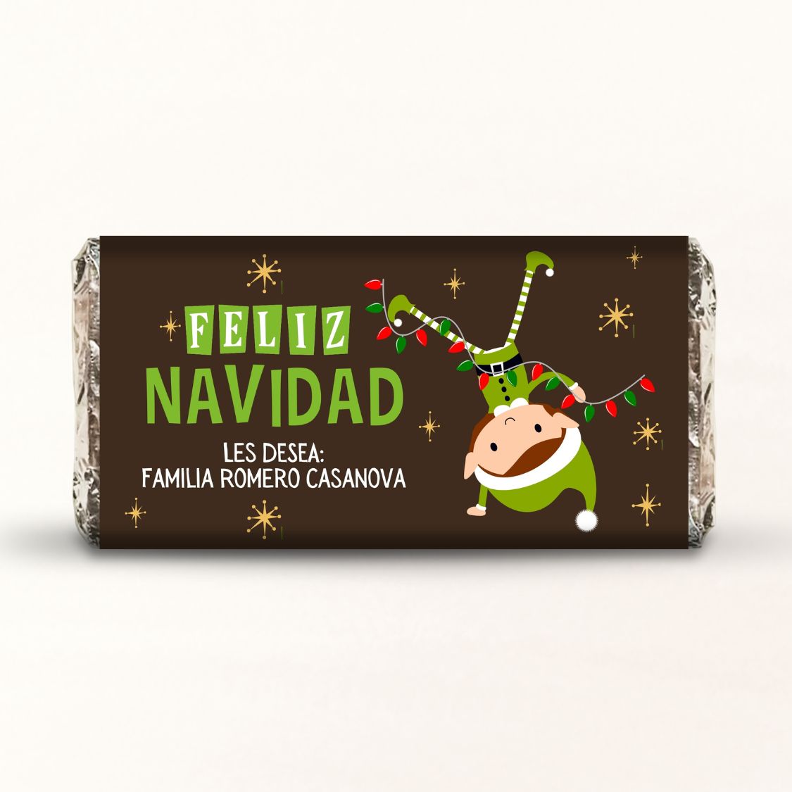 BARRAS DE CHOCOLATE PERSONALIZADAS DISEÑO #8404 NAVIDAD