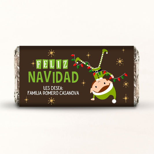 BARRAS DE CHOCOLATE PERSONALIZADAS DISEÑO #8404 NAVIDAD