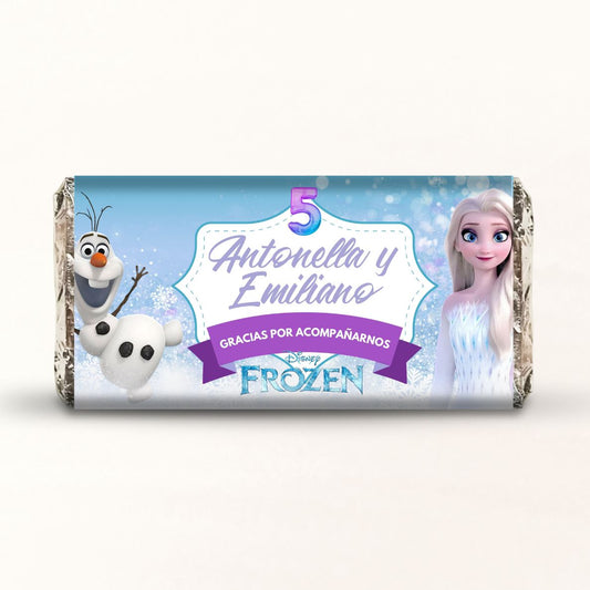 BARRAS DE CHOCOLATE PERSONALIZADAS DISEÑO #2280 ELSA FROZEN FIESTAS INFANTILES