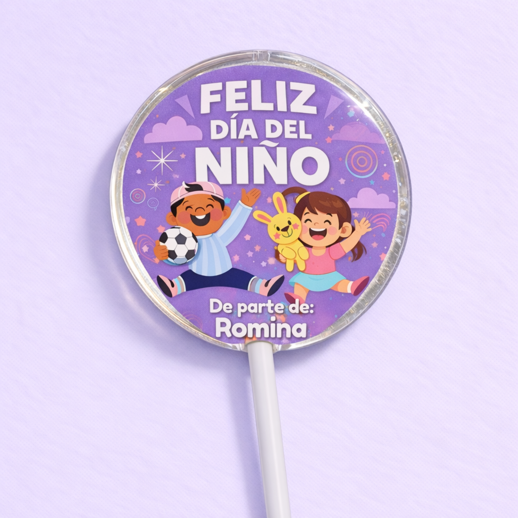 PALETAS DE CARAMELO PERSONALIZADAS DISEÑO #1249-10 DIA DEL NIÑO