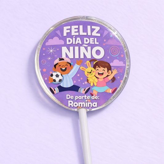 PALETAS DE CARAMELO PERSONALIZADAS DISEÑO #1249-10 DIA DEL NIÑO