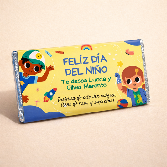 BARRAS DE CHOCOLATE PERSONALIZADAS DISEÑO #91485 DIA DEL NIÑO