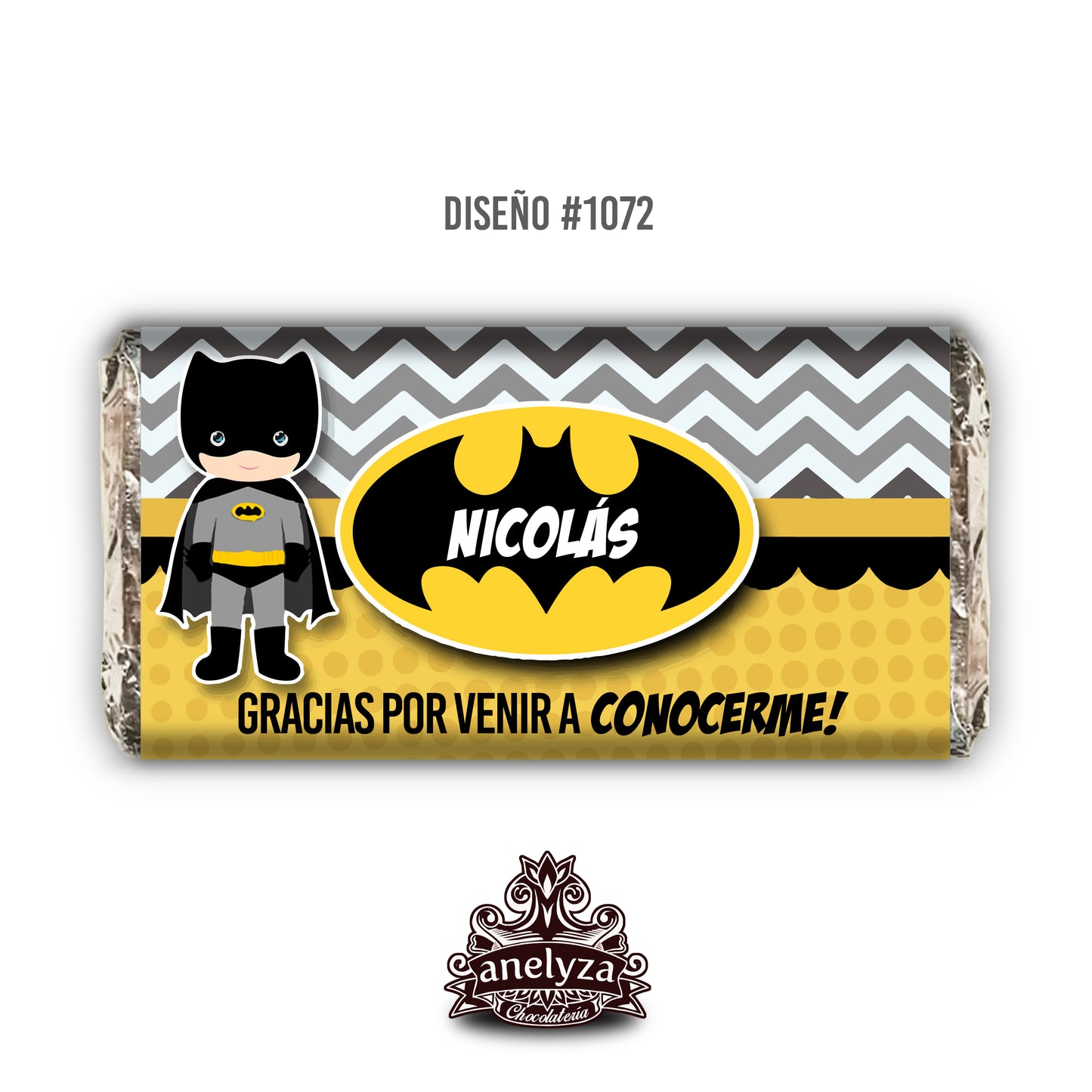 20 BARRAS DE CHOCOLATE PERSONALIZADAS DISEÑO #1072 BATMAN FIESTAS INFANTILES