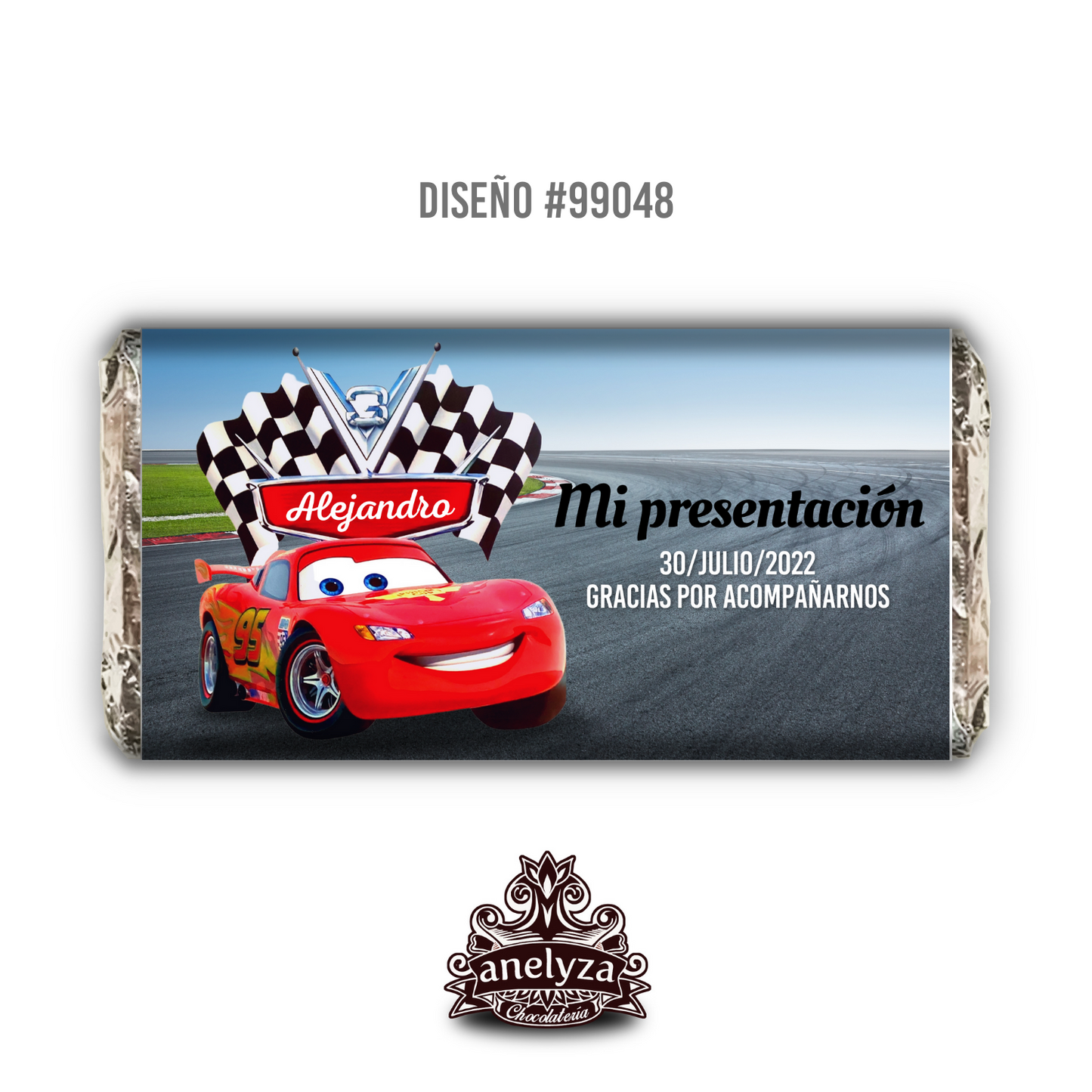 20 BARRAS DE CHOCOLATE PERSONALIZADAS DISEÑO #99048 CARS FIESTAS INFANTILES