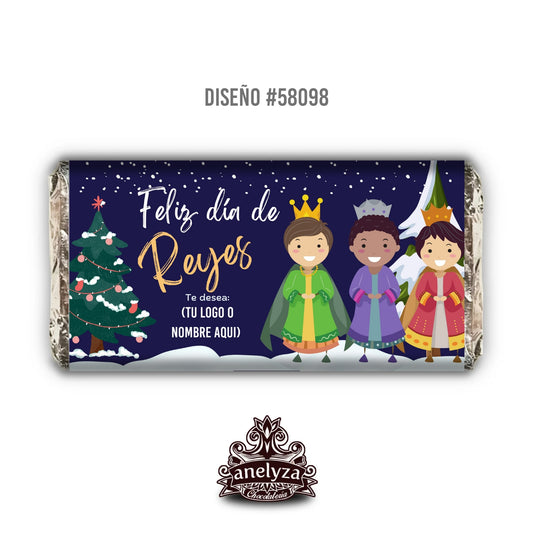 BARRAS DE CHOCOLATE PERSONALIZADAS DISEÑO #58098 REYES MAGOS