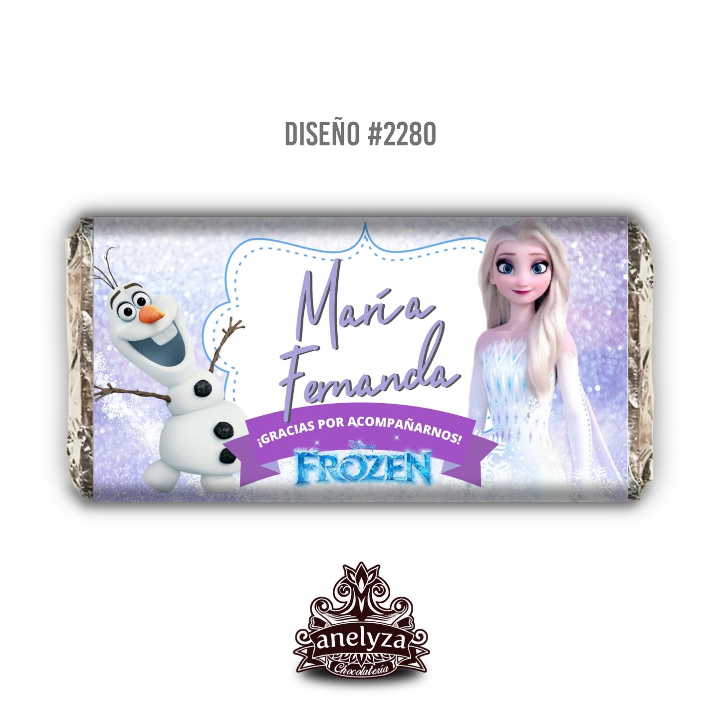 20 BARRAS DE CHOCOLATE PERSONALIZADAS DISEÑO #2280 ELSA FROZEN FIESTAS INFANTILES