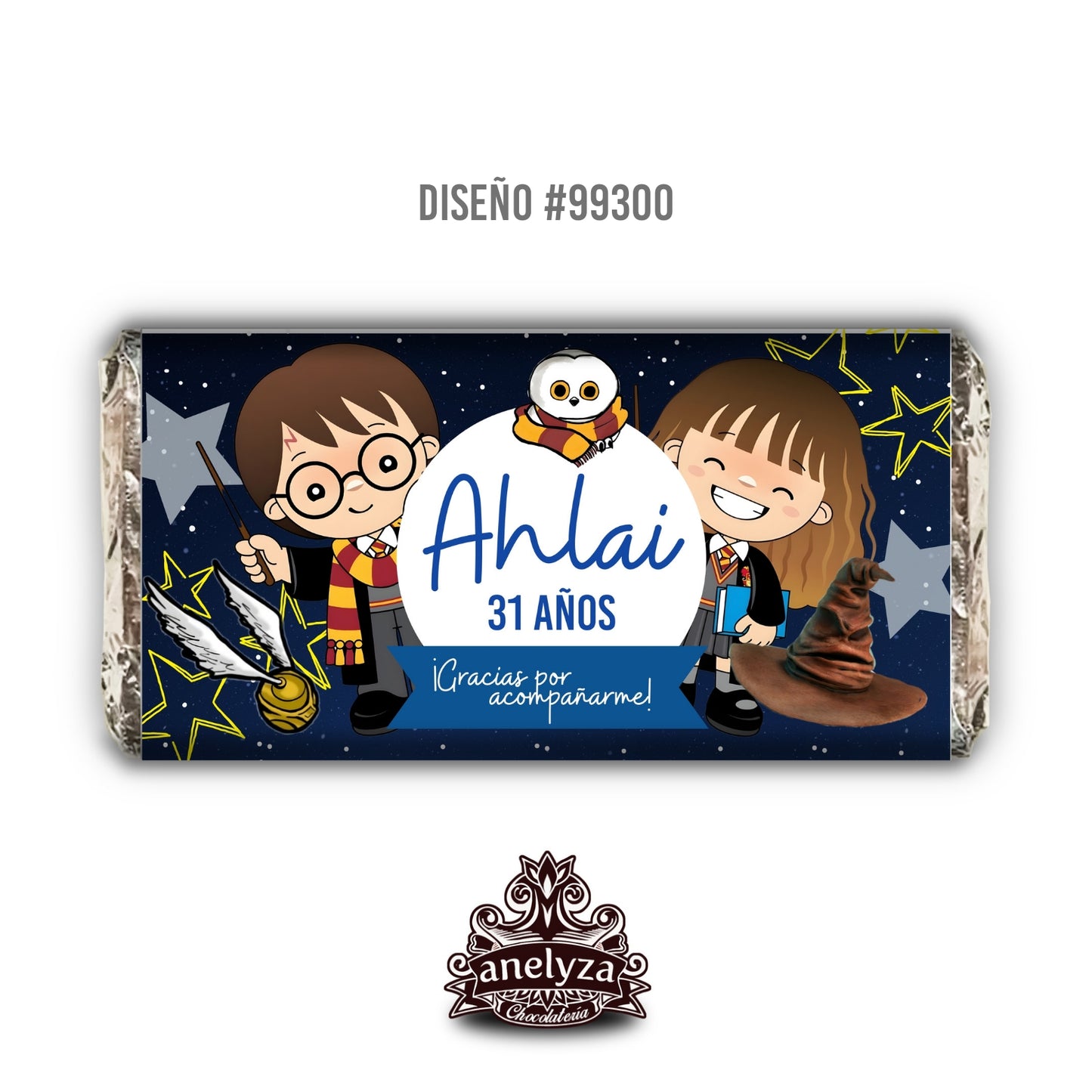 20 BARRAS DE CHOCOLATE PERSONALIZADAS DISEÑO #99300 HARRY POTTER FIESTAS INFANTILES