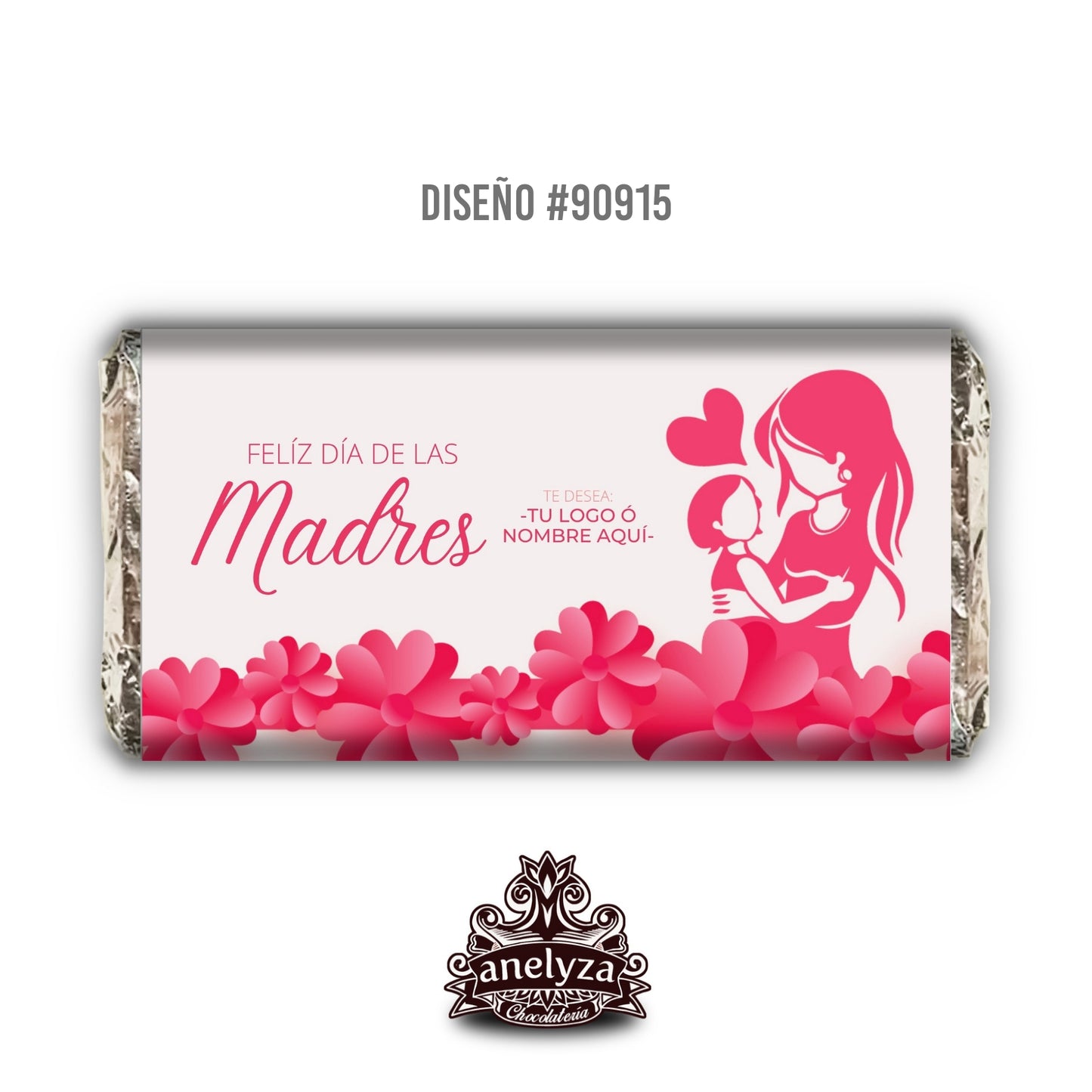 20 BARRAS DE CHOCOLATE PERSONALIZADAS DISEÑO #90915 DIA DE LAS MADRES