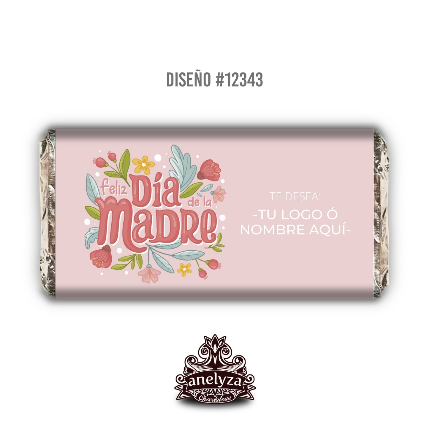 20 BARRAS DE CHOCOLATE PERSONALIZADAS DISEÑO #12343 DIA DE LAS MADRES