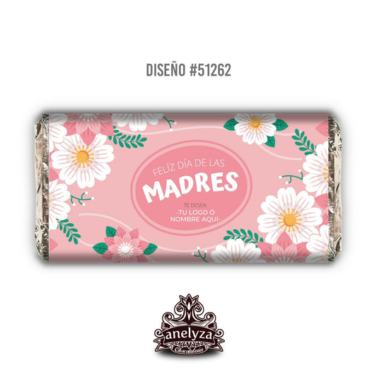 20 BARRAS DE CHOCOLATE PERSONALIZADAS DISEÑO #51262 DIA DE LAS MADRES