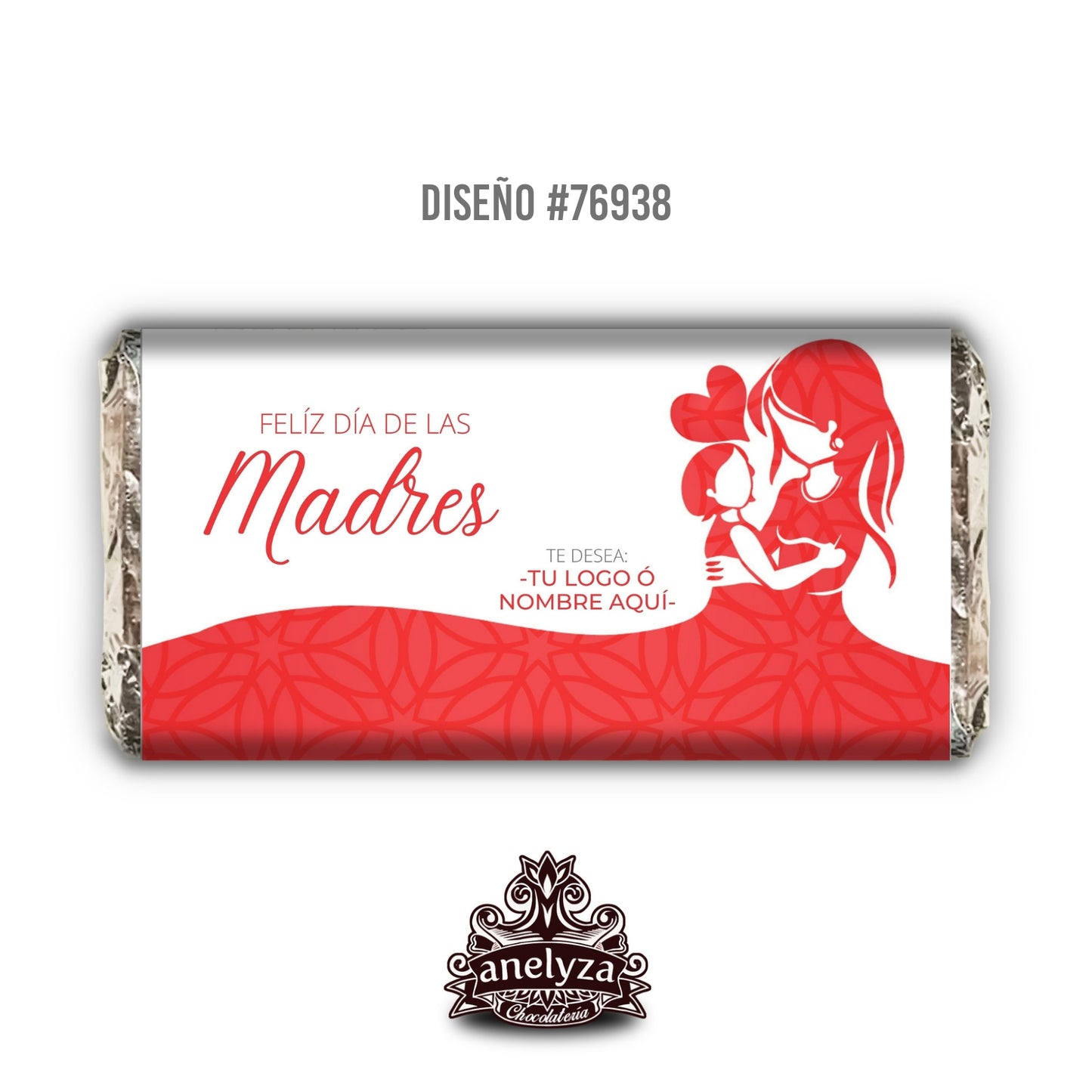 20 BARRAS DE CHOCOLATE PERSONALIZADAS DISEÑO #76938 DIA DE LAS MADRES