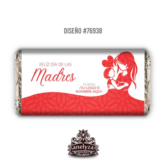 20 BARRAS DE CHOCOLATE PERSONALIZADAS DISEÑO #76938 DIA DE LAS MADRES