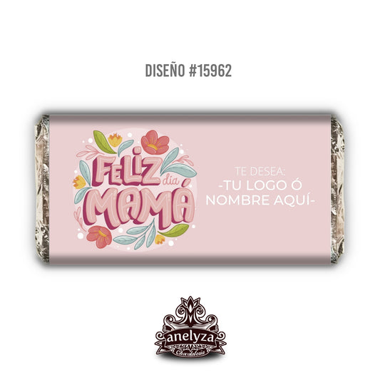 20 BARRAS DE CHOCOLATE PERSONALIZADAS DISEÑO #15962 DIA DE LAS MADRES