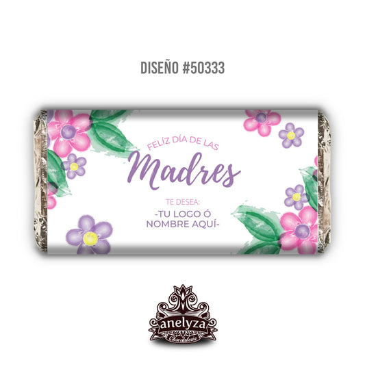 20 BARRAS DE CHOCOLATE PERSONALIZADAS DISEÑO #50333 DIA DE LAS MADRES