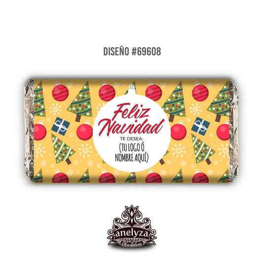 20 BARRAS DE CHOCOLATE PERSONALIZADAS DISEÑO #69608 NAVIDAD