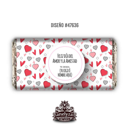 20 BARRAS DE CHOCOLATE PERSONALIZADAS DISEÑO #47636 DIA DEL AMOR Y LA AMISTAD SAN VALENTIN