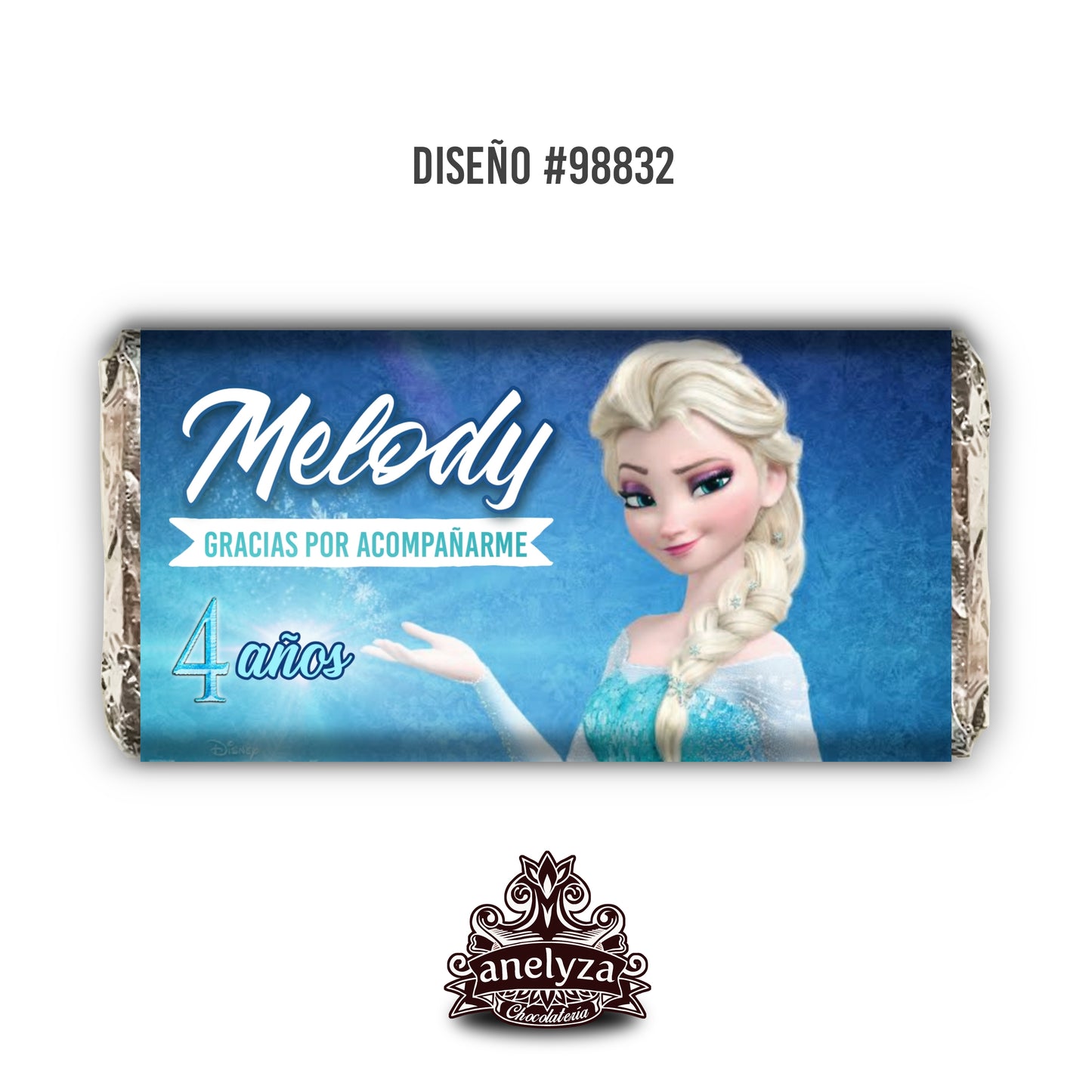 20 BARRAS DE CHOCOLATE PERSONALIZADAS DISEÑO #98832 FROZEN FIESTAS INFANTILES